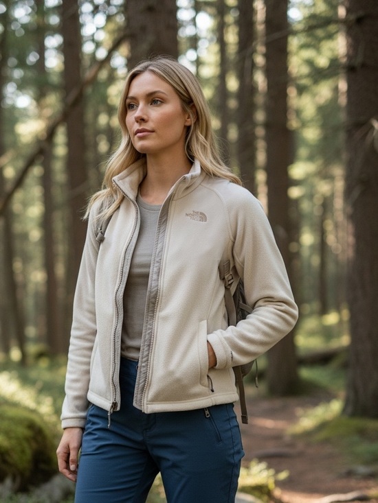 The North Face Jackets & Blazers - THE NORTH FACE FLEECE JACKET IVORY & GRAY FULL ZIP WITH POCKETS WOMENS XS